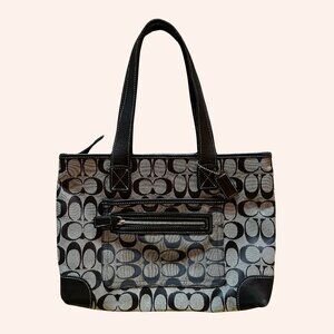 Coach Monogram Canvas Shoulder Bag Black